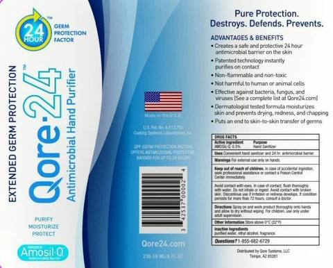 Qore 24Antimicrobial Hand Purifier 포장