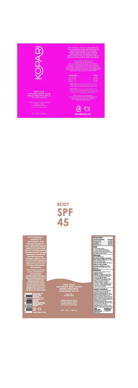 Rose Gold Sun Shield Body Glow SPF45 packaging