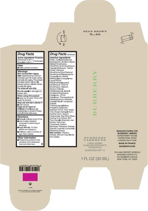 Burberry Cashmere Long-Lasting Flawless Soft-Matte Foundation Sunscreen SPF15 Deep Brown packaging