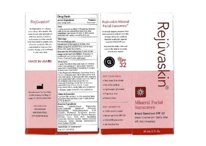 Rejuvaskin Mineral Facial Sunscreen SPF 32 Sheer 포장