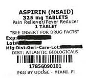 Aspirin 포장