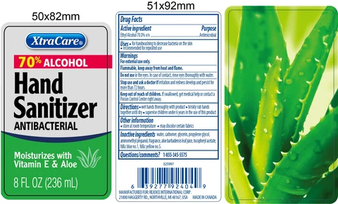 XtraCare Hand Sanitizer Antibacterial Moisturize with Vitamin E and Aloe packaging