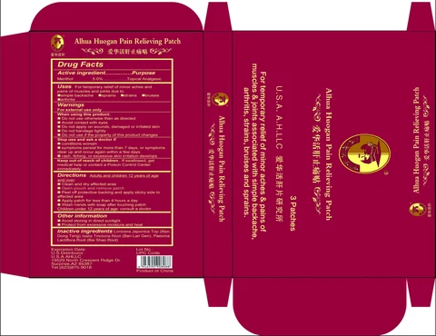 Alhua Huogan Pain Relieving Patch 포장