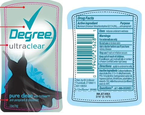 DegreeUltraClear Pure Clean Antiperspirant and Deodorant 포장