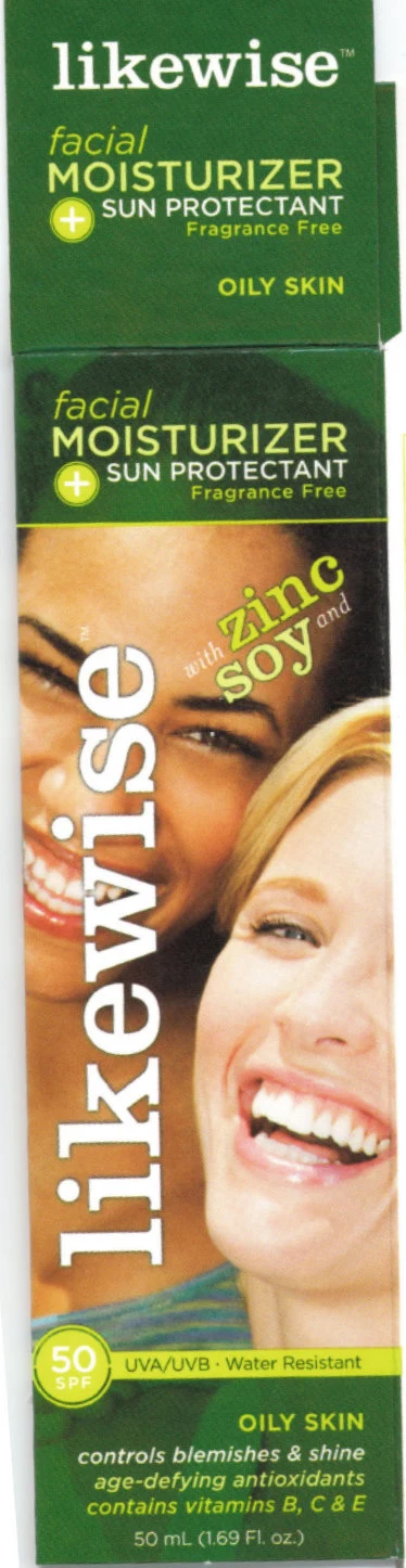 Likewise Facial Moisturizer - Sun Protectant SPF 50 Oily Skin packaging