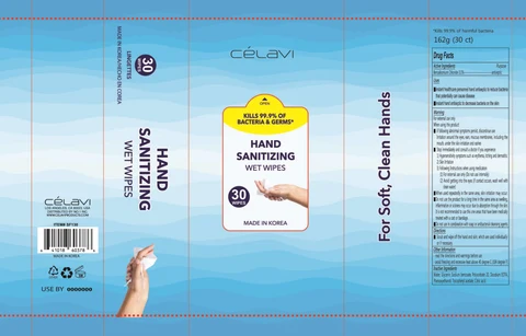 CELAVI HAND SANITIZING WET WIPES 포장