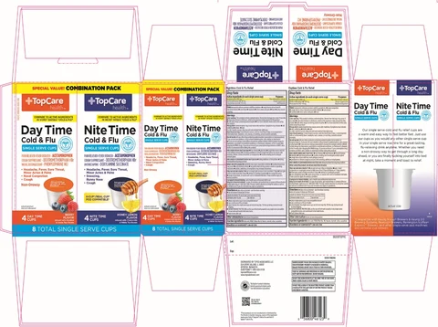 TopCare Health Non Drowsy Daytime Cold and Flu Relief And Nighttime Cold and Flu ReliefDay and Night Combo Pack packaging