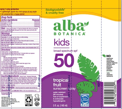 Alba Botanica Kids SPF 50 Tropical Fruit 포장