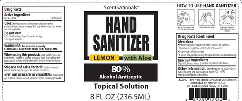ScentSationals Hand Sanitizer Antiseptic Non SterileWith Aloe and Lemon 포장
