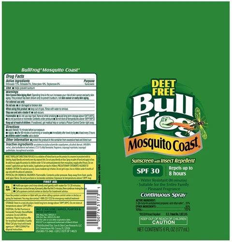 BULLFROG DEET FREE Mosquito Coast Sunscreen with Insect Repellent SPF 30 포장