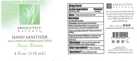 Absolutely Natural Cherry Blossom Hand Sanitizer packaging