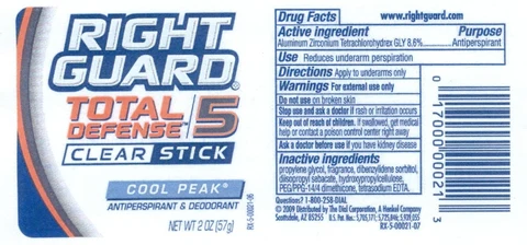 Right Guard Total Defense Cool Peak packaging