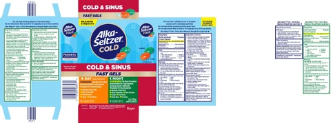 ALKA SELTZER COLD Cold and Sinus Maximum Strength Day Night Fast Gels 포장