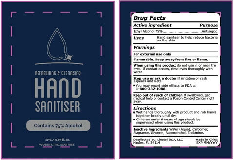 Linstol Refreshing and Cleansing Hand Sanitizer packaging