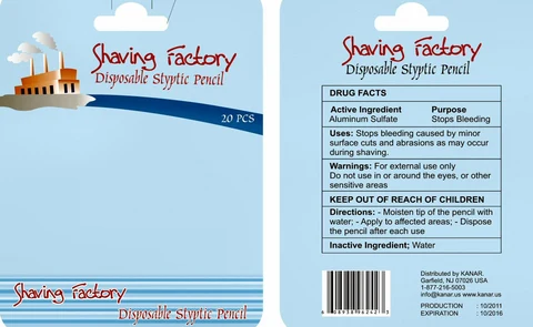 Shaving FactoryDisposable Styptic Pencil 포장