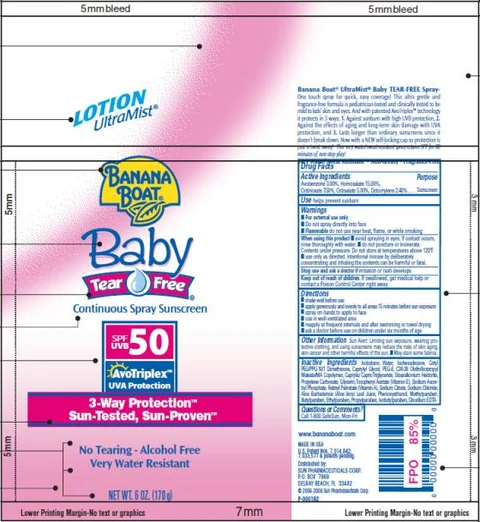 Banana Boat UltraMist Baby Tear Free Continuous SPF 50 포장
