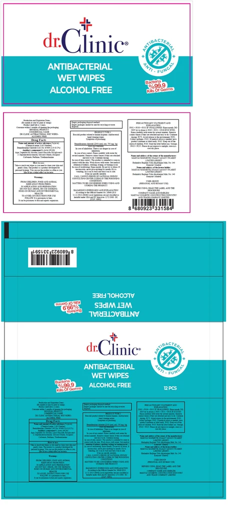 dr.Clinic ANTIBACTERIAL WET WIPES ALCOHOL FREE packaging