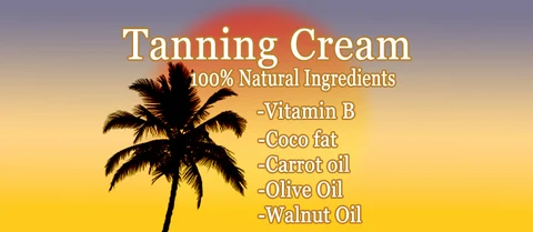 Tanning Cream 100% Natural Ingredients packaging