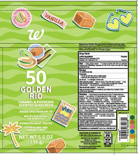 Walgreens 50 Caramel and Pistachio Scented Sunscreen 포장