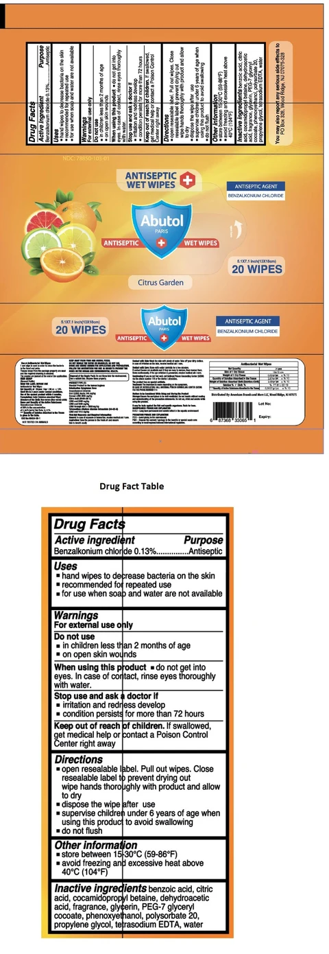 ABUTOL ANTISEPTIC WET WIPESCITRUS GARDEN 포장