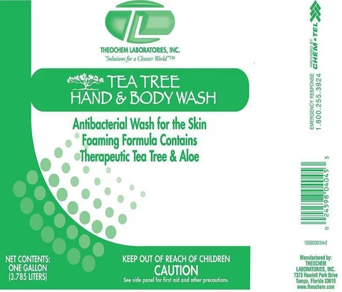 Theochem Tea Tree Hand and Body Wash packaging