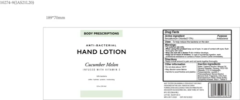 BODY PRESCRIPTIONS Cucumber Melon INFUSED WITH VITAMIN E ANTIBACTERIAL HAND 포장