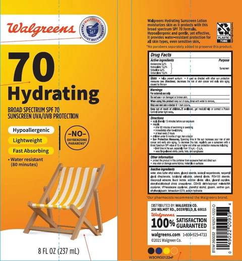 Walgreens 70 Hydrating Sport Broad Spectrum SPF 70 Sunscreen 포장
