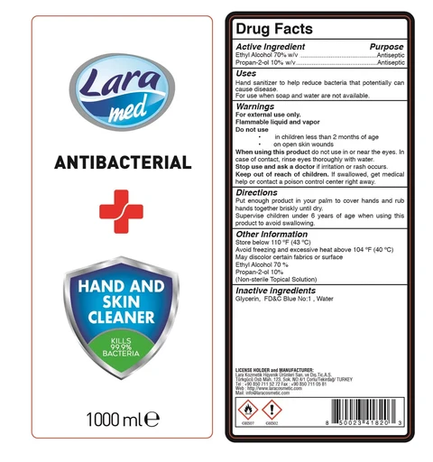 LARA MED ANTIBACTERIAL HAND AND SKIN CLEANER packaging