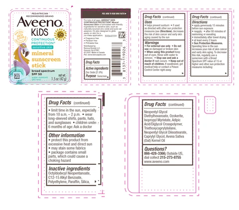 Aveeno Kids Continuous Protection Sensitive Skin Mineral Sunscreen Broad Spectrum SPF 50 포장