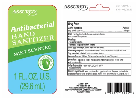 MINT SCENTED 1OZ HAND SANITIZER 포장