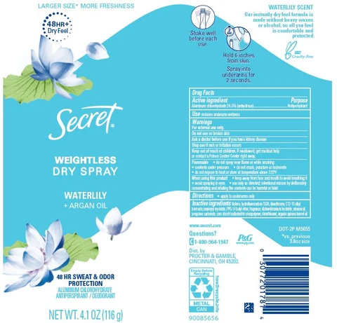 Secret Weightless Dry Waterlily plus Argan Oil 포장