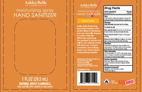 AshleyBelle Moisturizing Hand Sanitizer Peach Nectar 포장