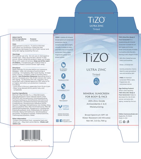 TiZO Ultra Zinc SPF 40 (Tinted) packaging