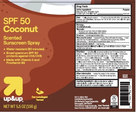 Target Up and Up SPF 50 Coconut Scented Sunscreen packaging
