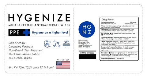 Hygenize Original Hand Sanitizer / Hygenize Alcohol Wipes 포장