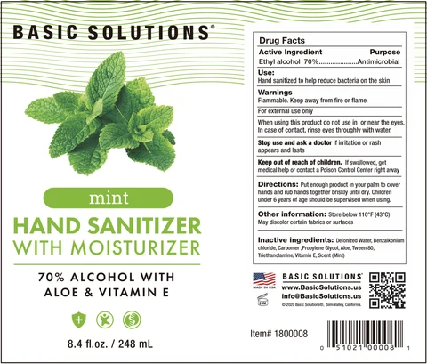 Basic Solutions Hand sanitizer with moisturizer 8.4 oz mint 포장