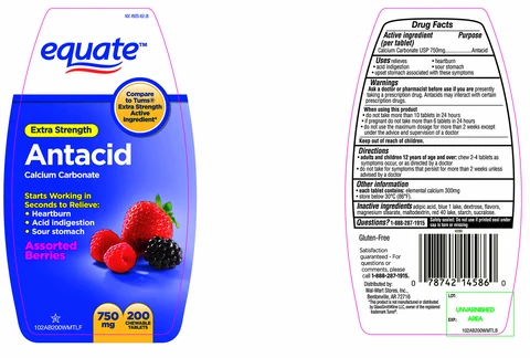 equate Extra Strength Antacid Calcium CarbonateAssorted Berries packaging