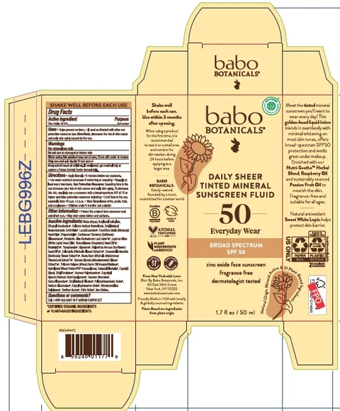 Babo Botanicals Daily Sheer Fluid Tinted Mineral Sunscreen SPF 50 포장