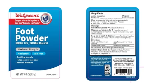 Walgreens Medicated Foot Powder packaging