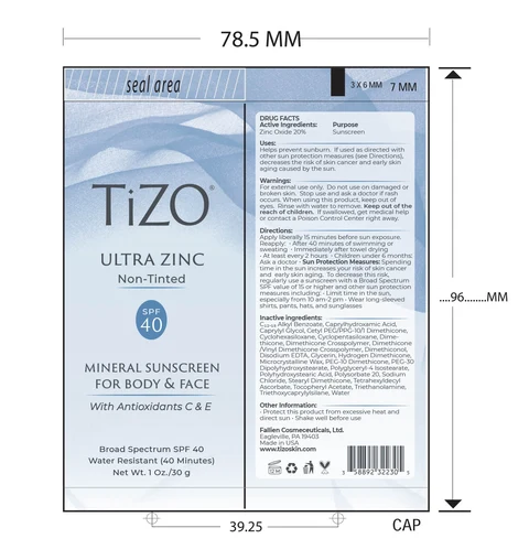 TiZO ULTRA ZINC Non-Tinted SPF 40 MINERAL SUNSCREEN FOR BODY and FACE With Antioxidants C and E packaging