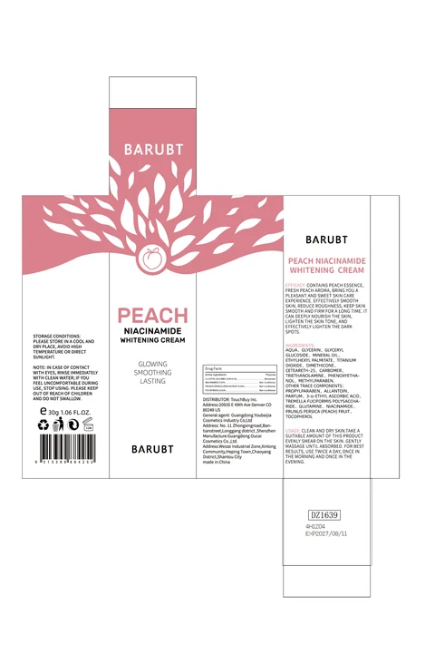BARUBT Peach Niacinamide Whitening Cream 포장