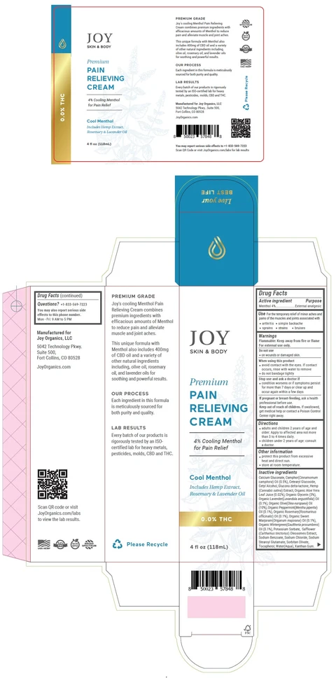 JOY SKIN AND BODY Premium PAIN RELIEVING packaging