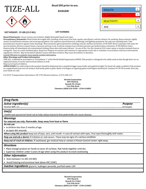 15.9 kg pail label