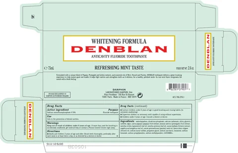 DENBLAN WHITENING FORMULA ANTI CAVITY FLUORIDE 포장