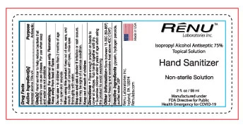 Renu Laboratories Isopropyl Alcohol 75% Hand Sanitizer 포장