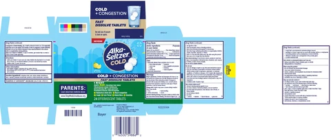 Alka Seltzer Cold Cold and Congestion Severe Night Fast Dissolve packaging