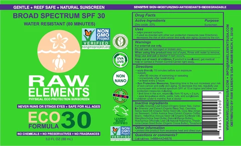 Raw Elements Eco Formula 30 Broad Spectrum SPF 30 포장