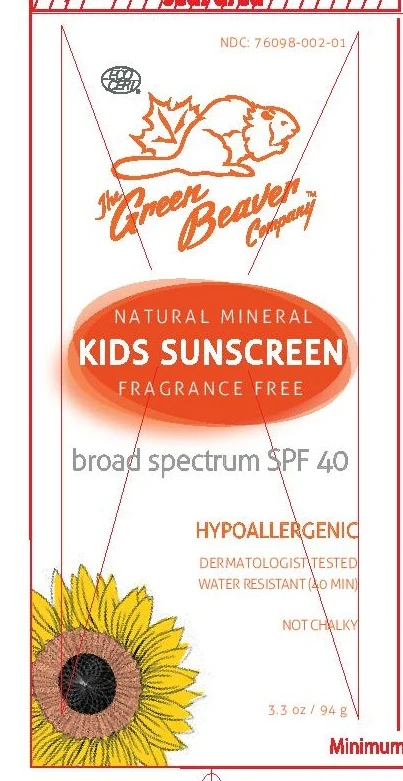 The Green Beaver Company SPF 40 Kids Sunscreen packaging