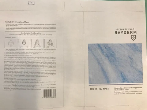 Rayderm Hydrating Mask 포장