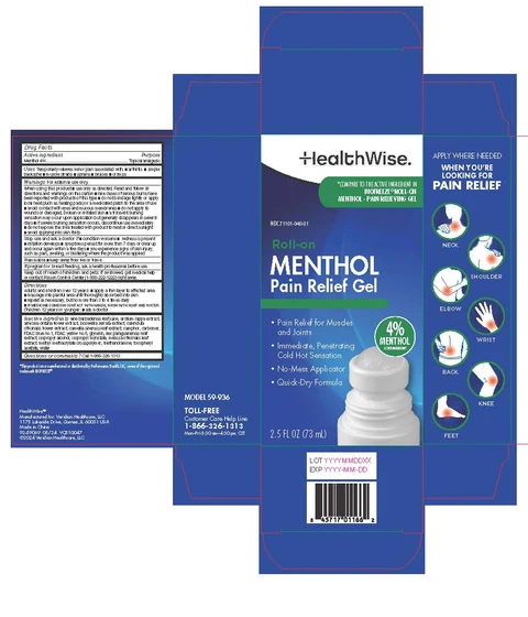 HealthWise Menthol 4% Roll-On packaging